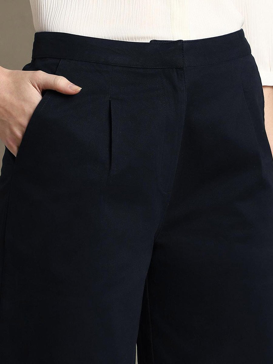 Cotton Mid-Rise Straight Fit Formal Trousers