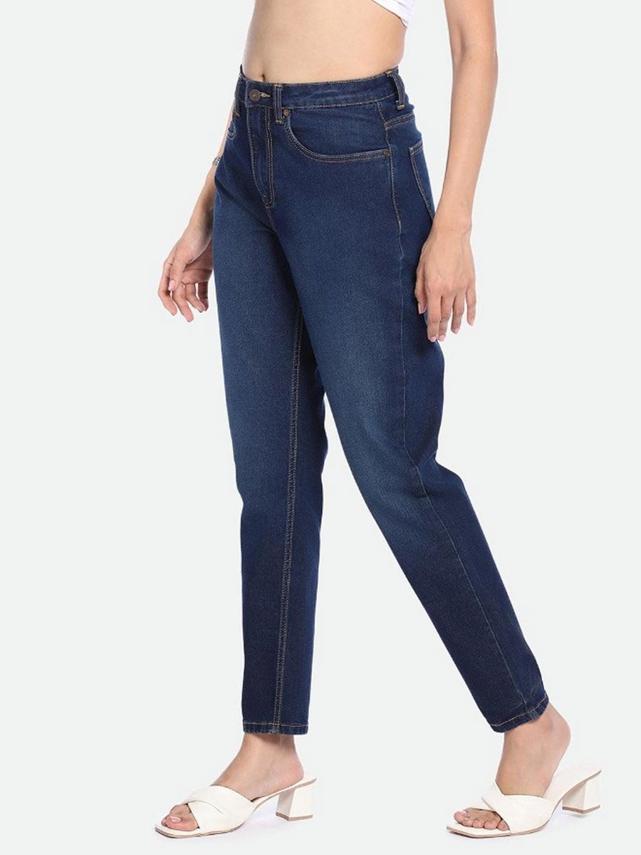 Blue Mid Wash Mom Fit Jeans
