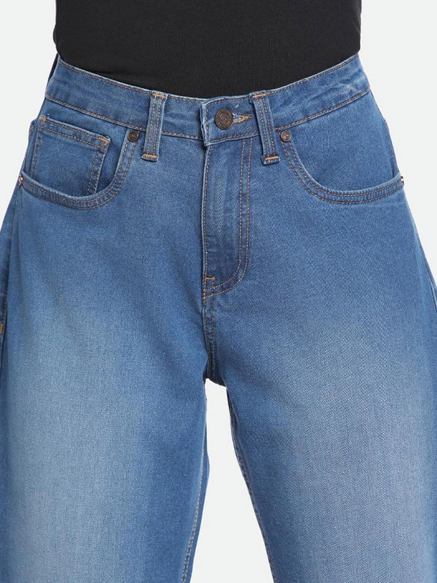 Mid Wash Blue Straight Leg Jeans 