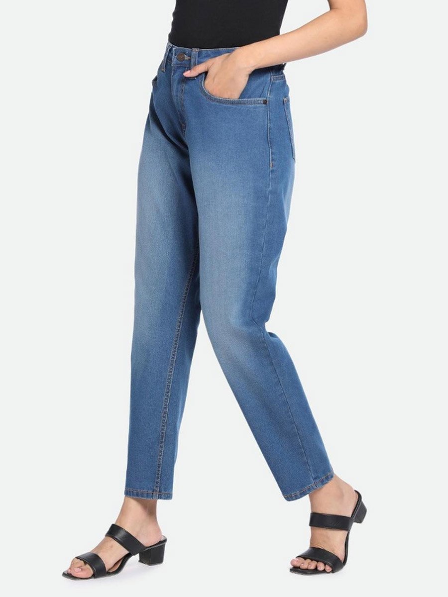 Mid Wash Blue Straight Leg Jeans 