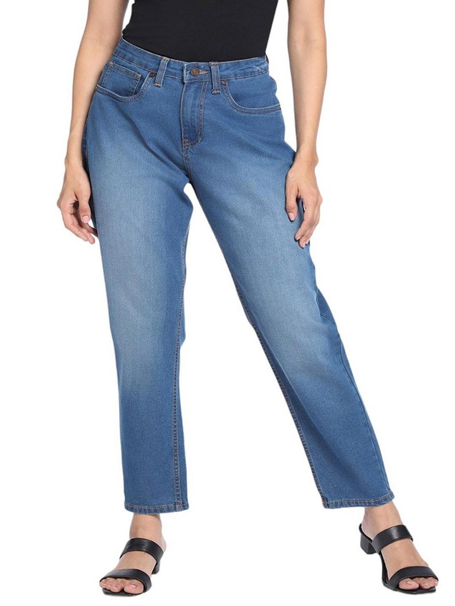 Mid Wash Blue Straight Leg Jeans 