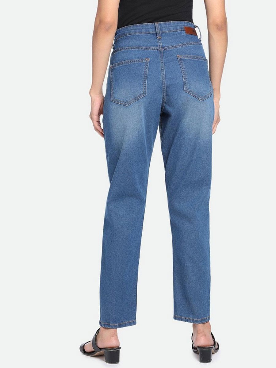 Mid Wash Blue Straight Leg Jeans 