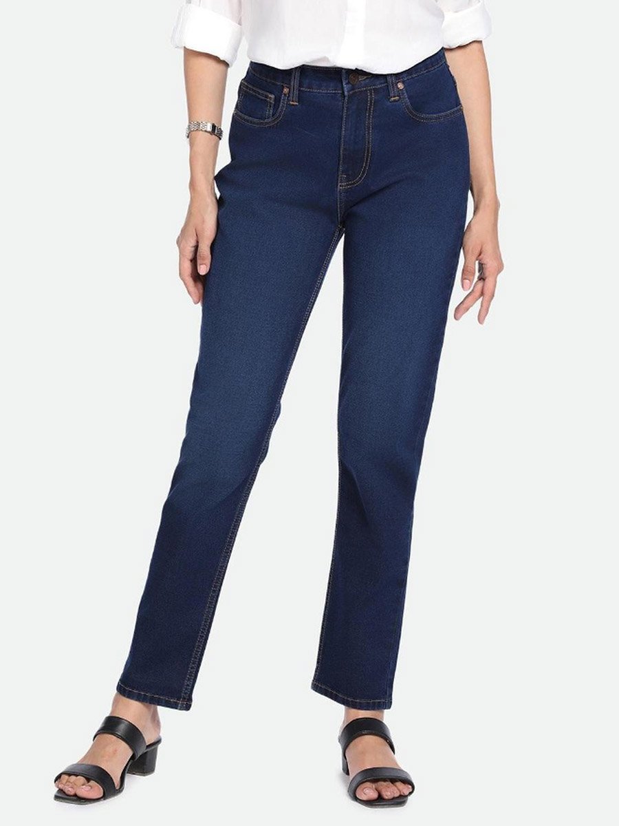 Mid Wash Slim Fit High-Rise Jeans 
