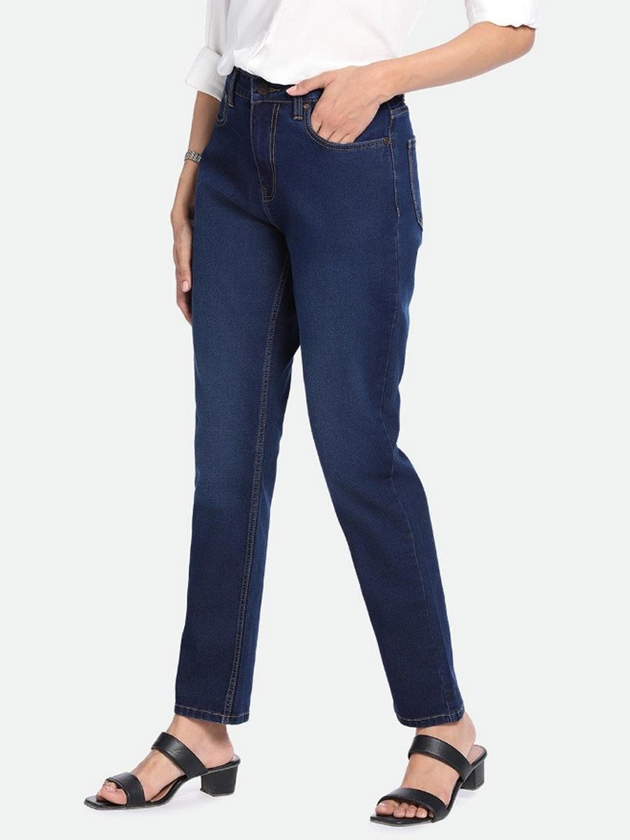 Mid Wash Slim Fit High-Rise Jeans 