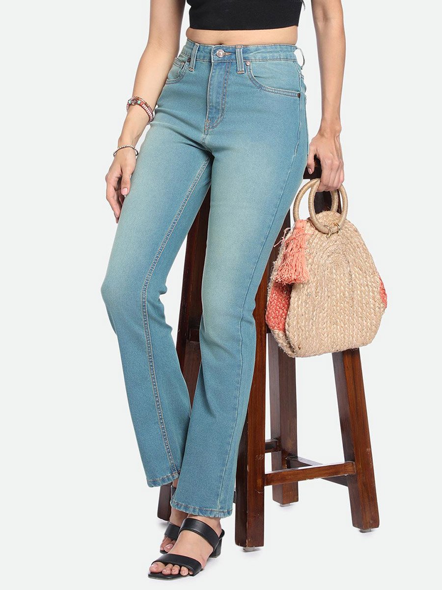 Blue Mid Wash Bootcut Jeans 