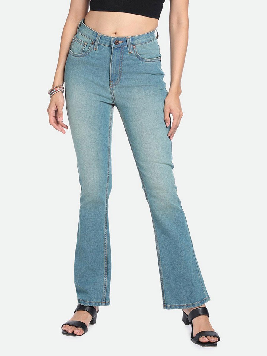 Blue Mid Wash Bootcut Jeans 