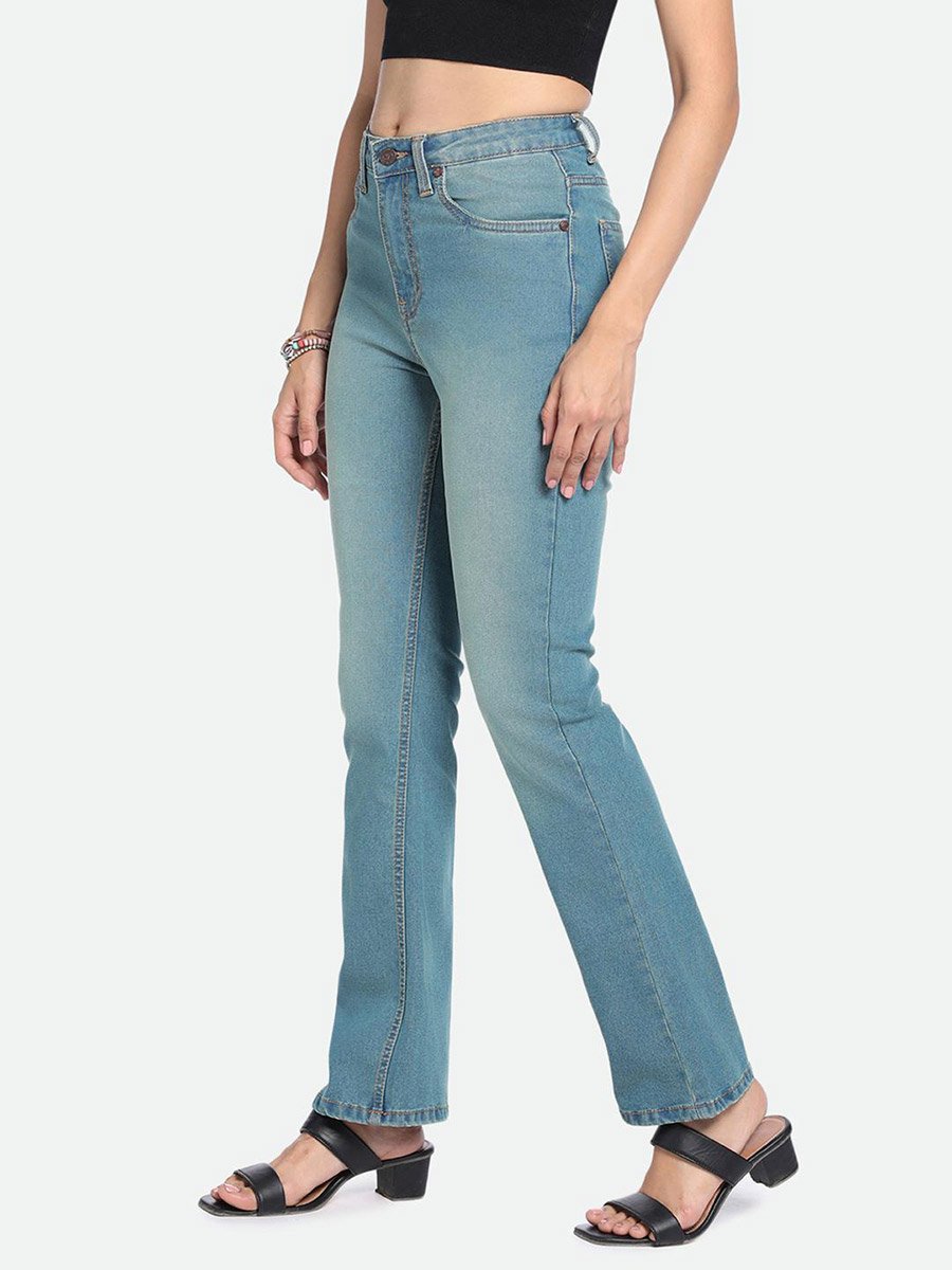 Blue Mid Wash Bootcut Jeans 