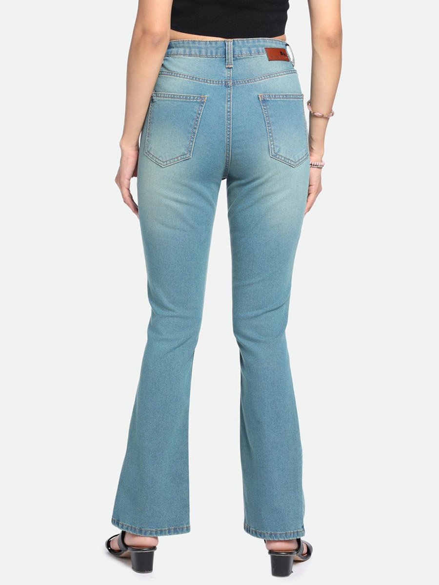 Blue Mid Wash Bootcut Jeans 