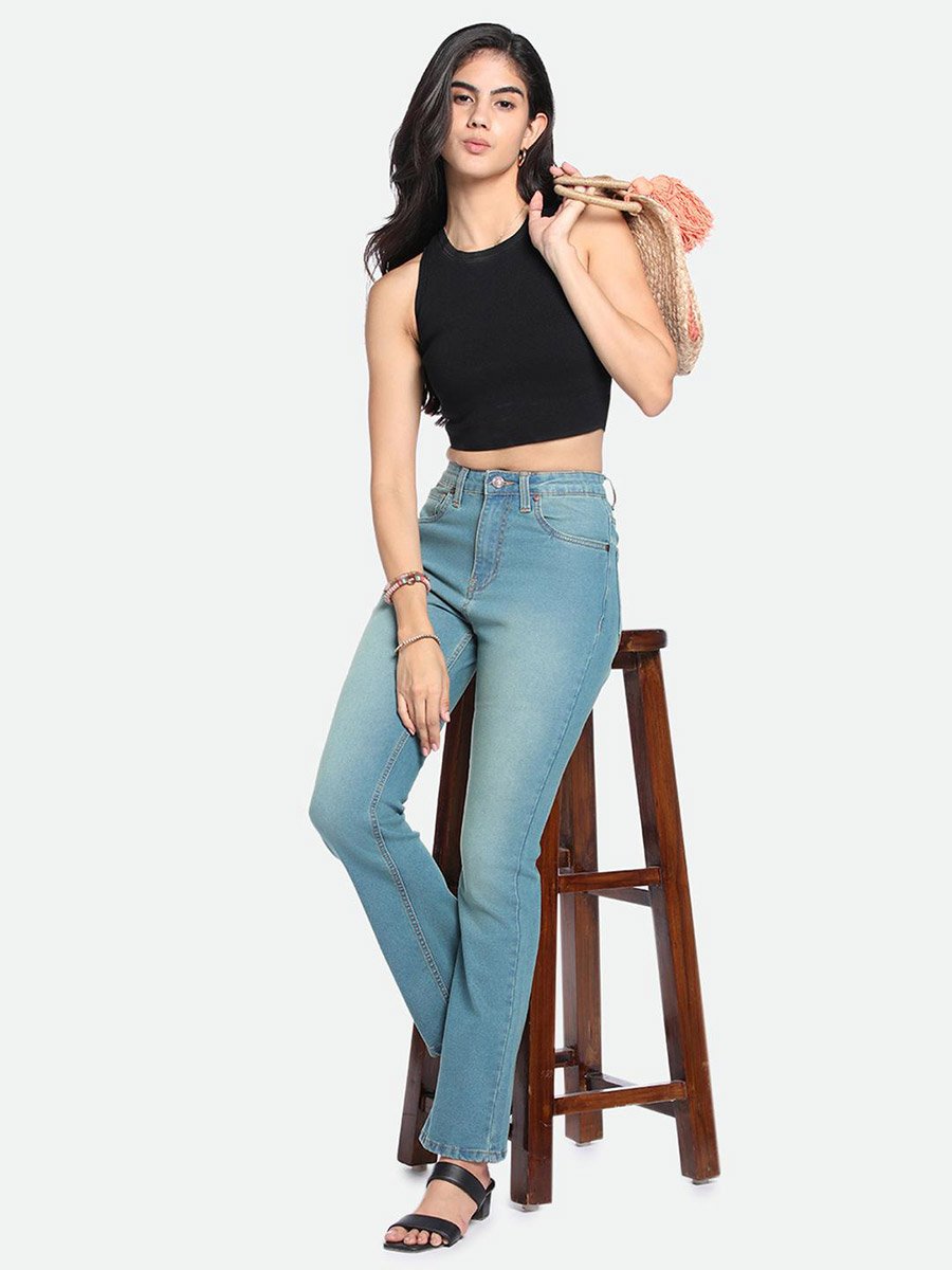 Blue Mid Wash Bootcut Jeans 