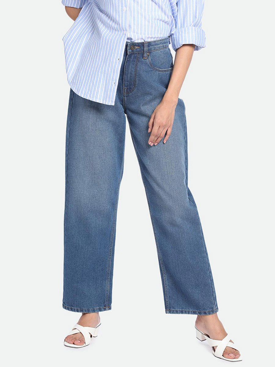 Mid Wash Blue Relaxed Fit Jeans