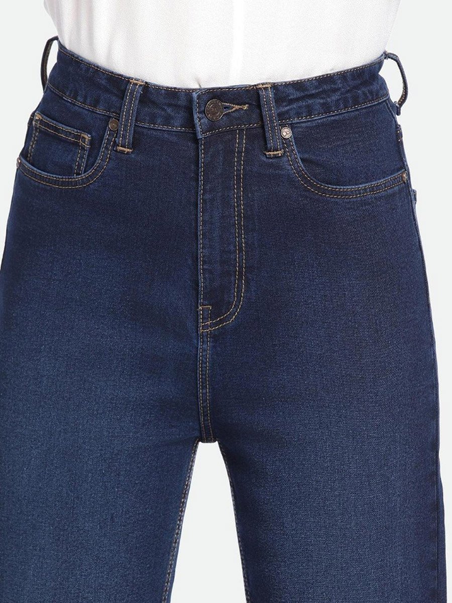 Straight Fit High-Rise Light Fade Stretchable Jeans