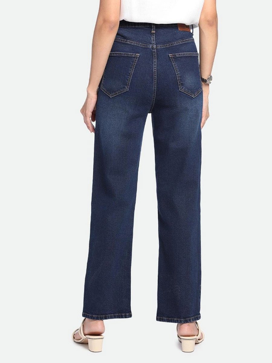 Straight Fit High-Rise Light Fade Stretchable Jeans