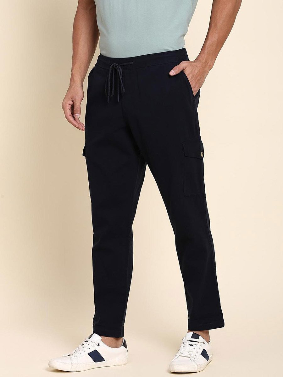 Mid Rise Plain Casual Cargos Trousers