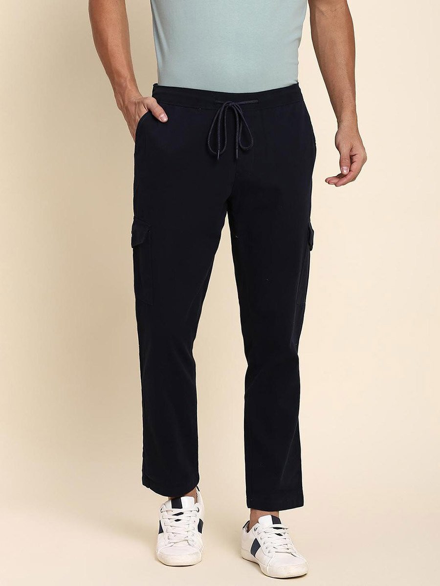 Mid Rise Plain Casual Cargos Trousers