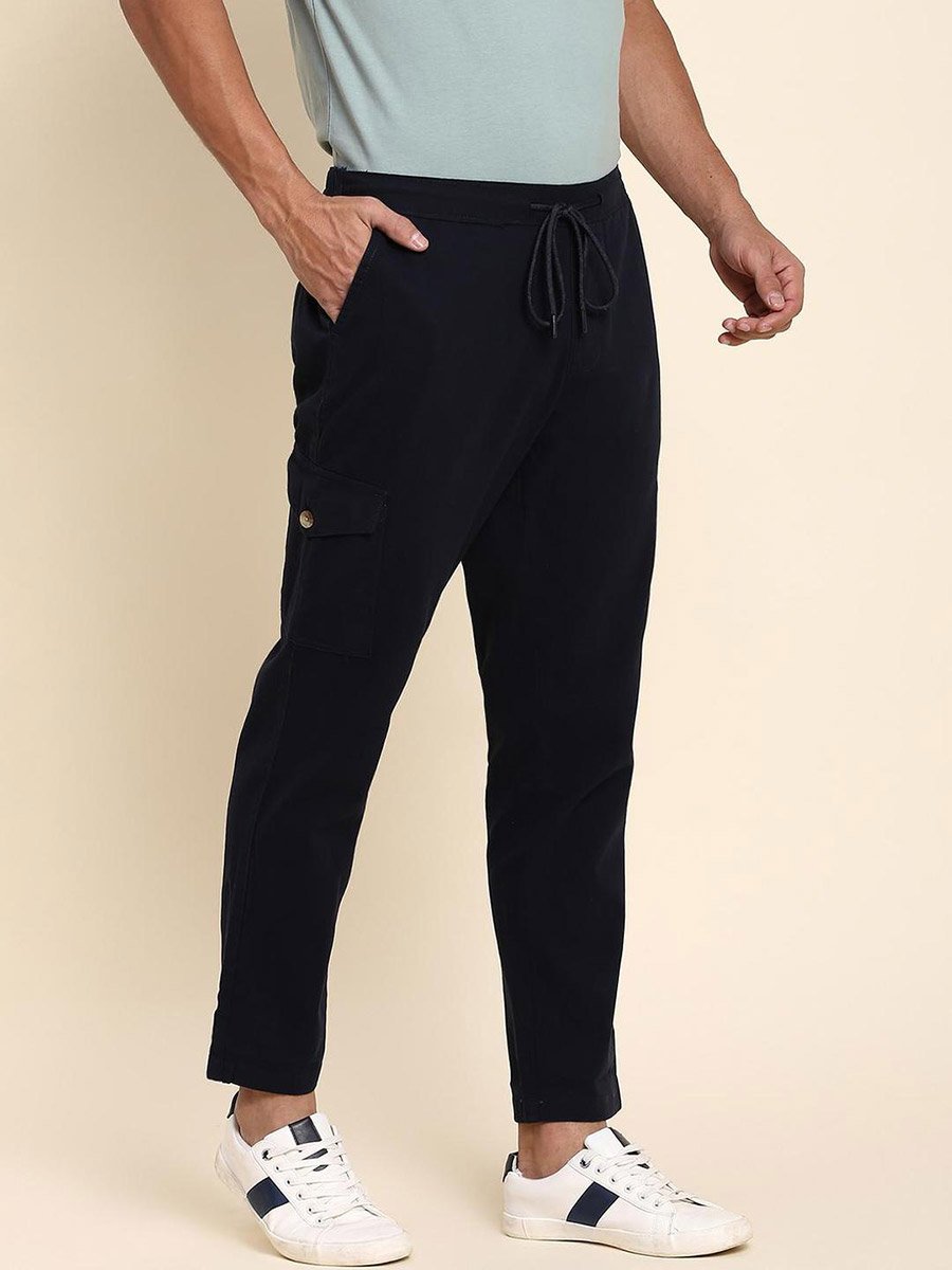 Mid Rise Plain Casual Cargos Trousers