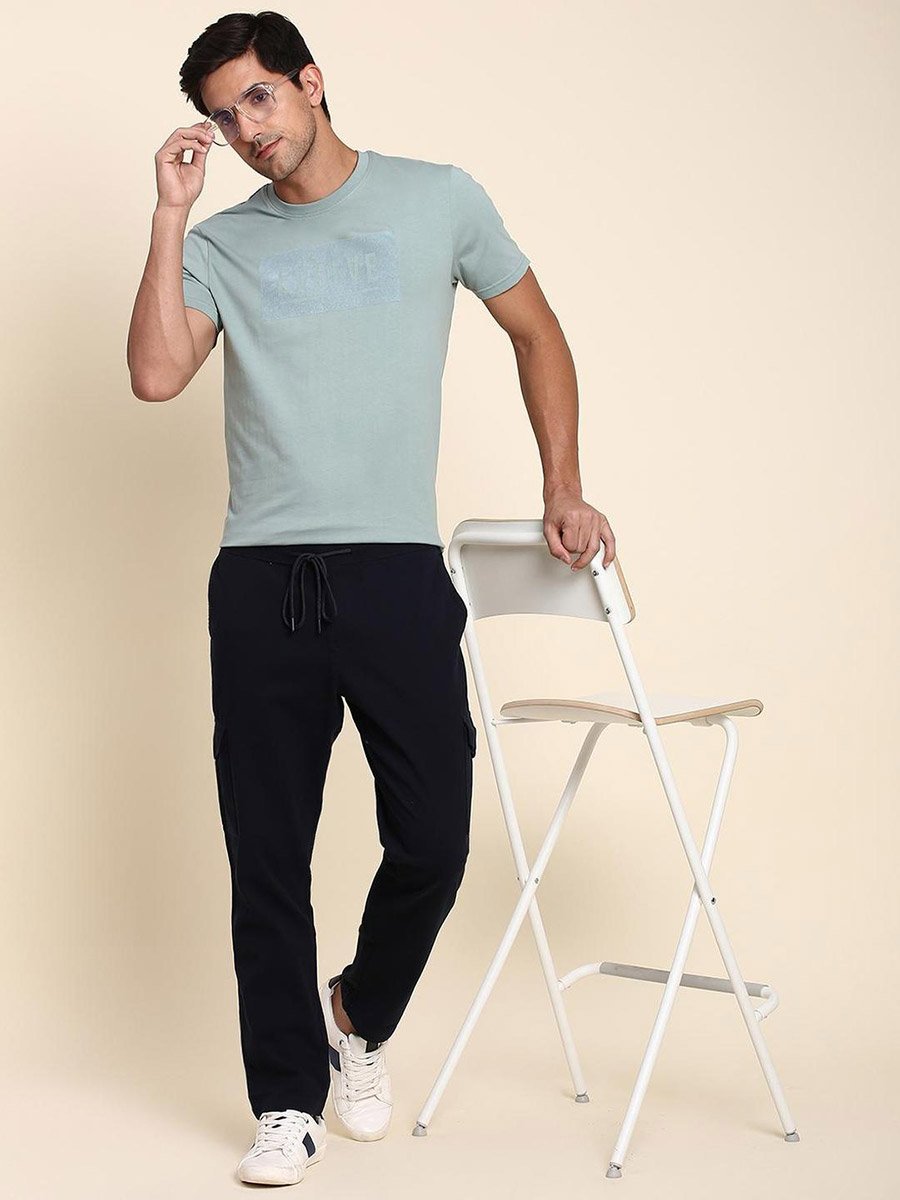 Mid Rise Plain Casual Cargos Trousers