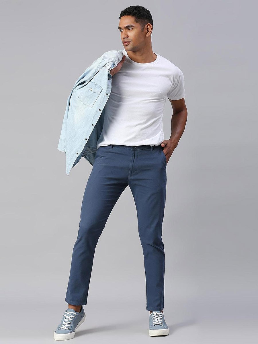 Tapered Fit Cotton Chinos Trousers