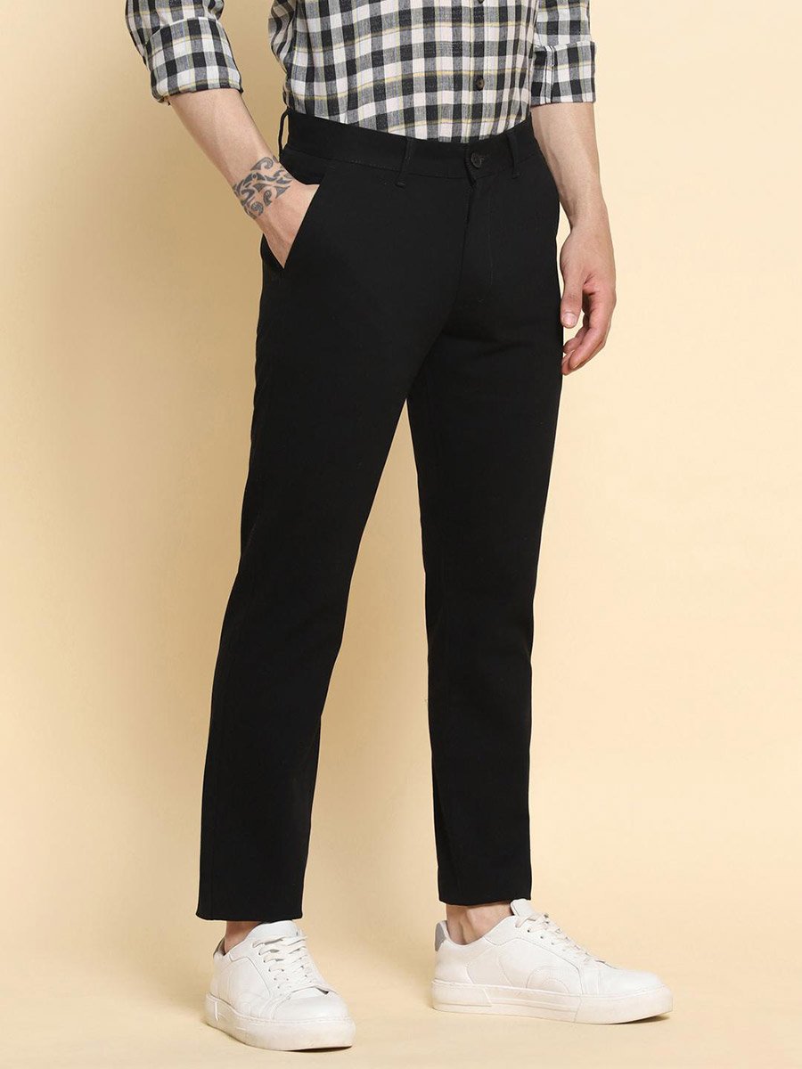 Comfort Mid Rise Plain Pure Cotton Slim Fit Chinos 