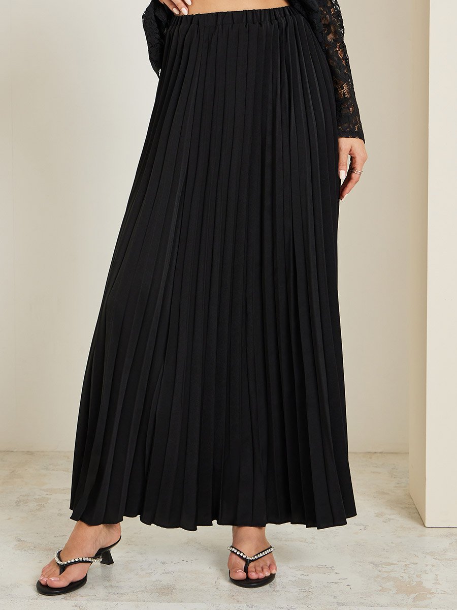 Lace Belted Shirt and Pleated Skirt Co-Ords