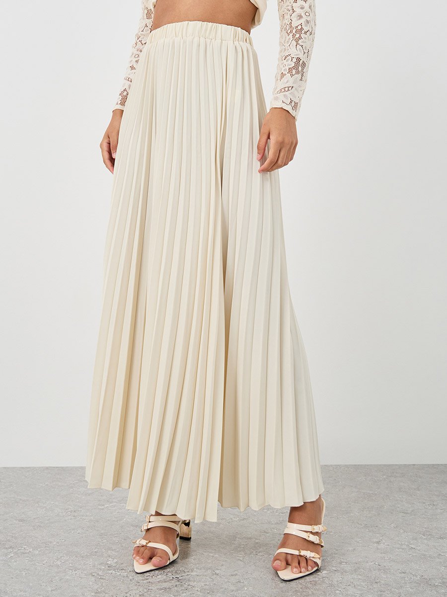 Lace Belted Shirt and Pleated Skirt Co-Ords