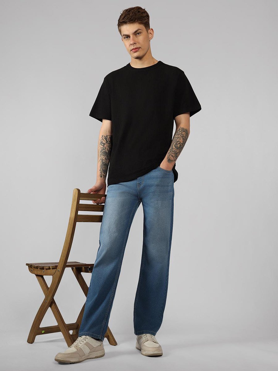 Mid Wash Relaxed Fit Jeans