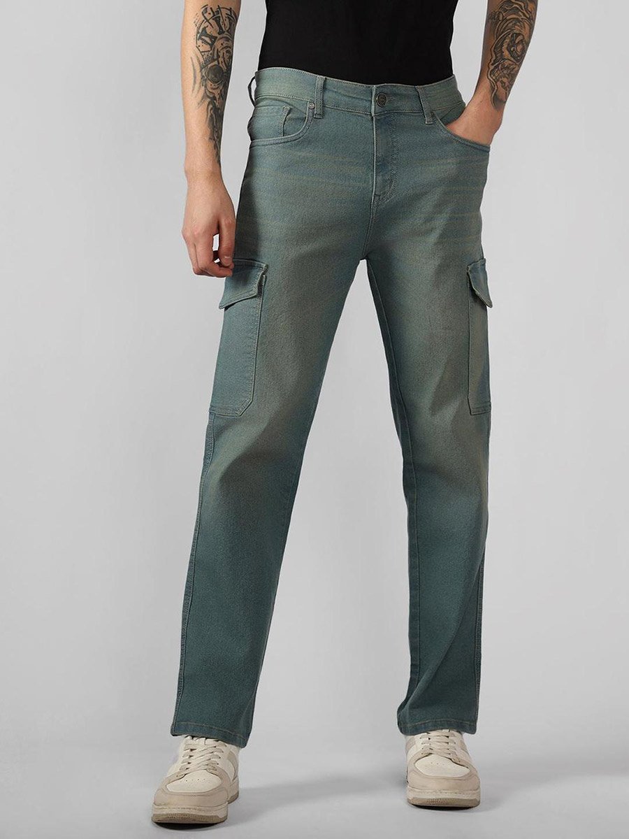 Light Wash Relaxed Fit Cargo Jeans