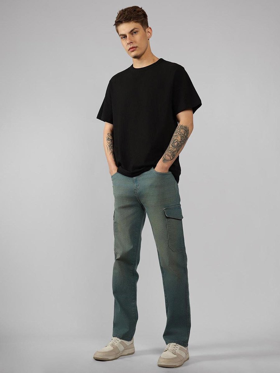 Light Wash Relaxed Fit Cargo Jeans
