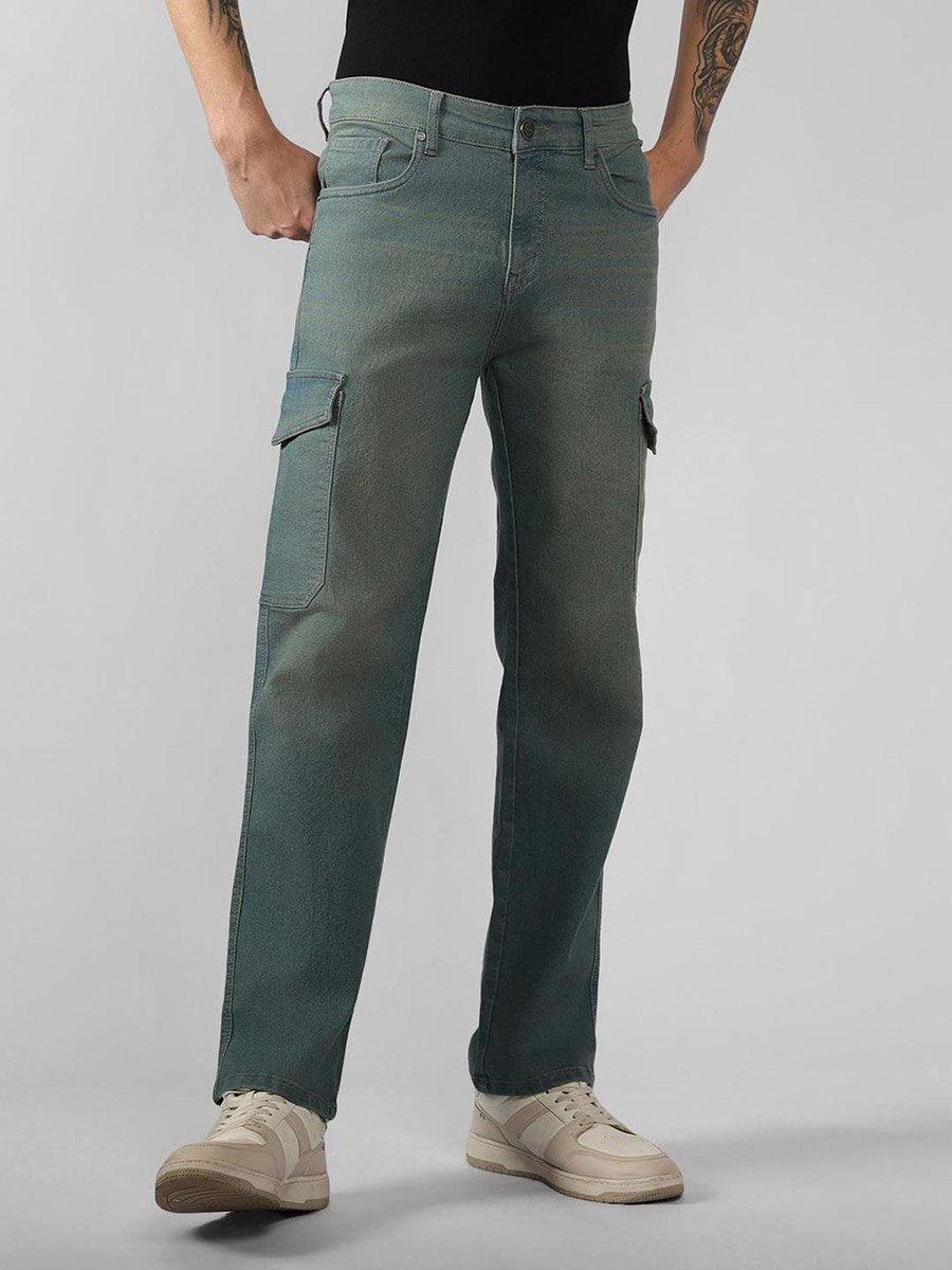 Light Wash Relaxed Fit Cargo Jeans