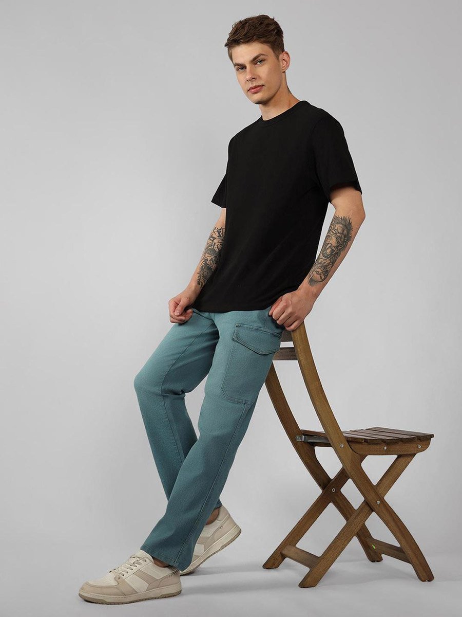 Relaxed Fit Blue Cargo Jeans