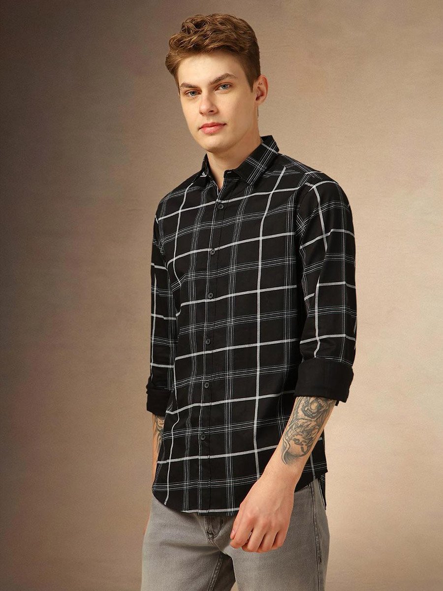Checked Button-Down Casual Shirt