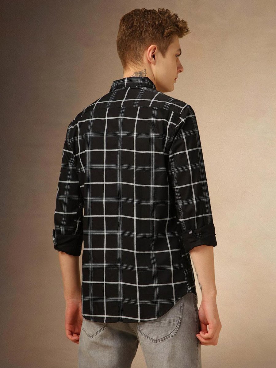 Checked Button-Down Casual Shirt