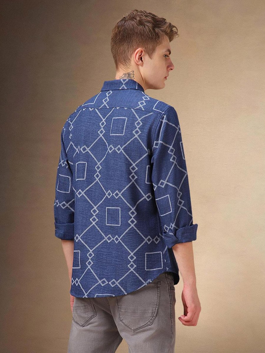 Geometric Print Button-Down Shirt