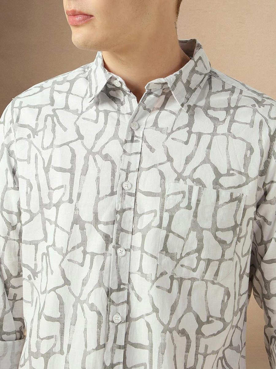 Abstract Print Button-Down Shirt
