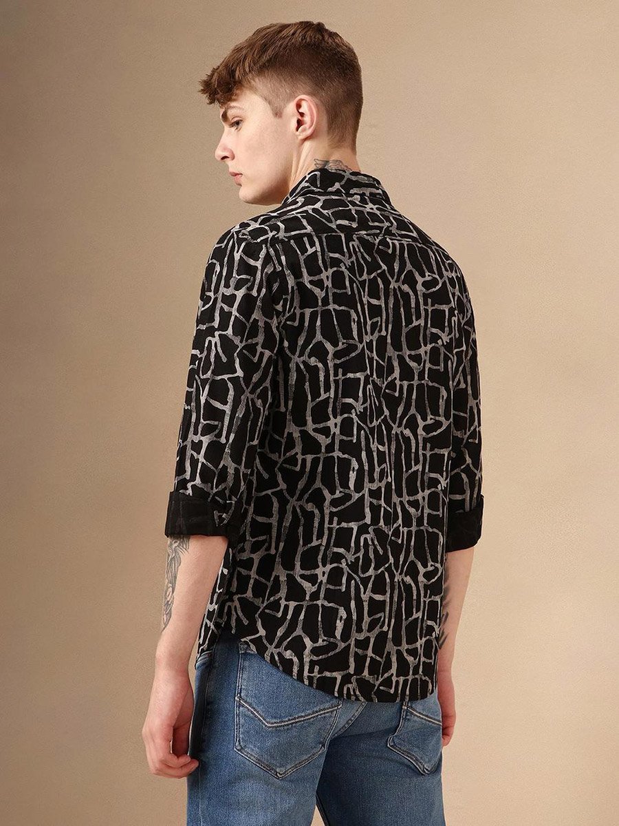 Abstract Printed Cotton Casual Shirt