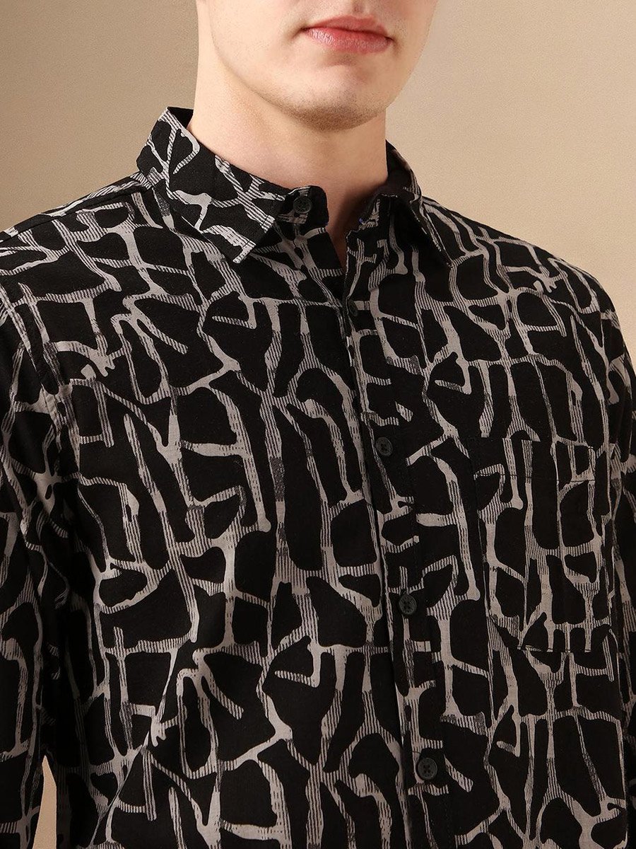 Abstract Printed Cotton Casual Shirt