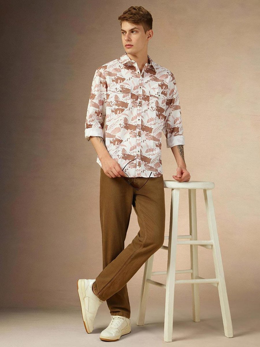 Abstract Printed Button-Down Shirt