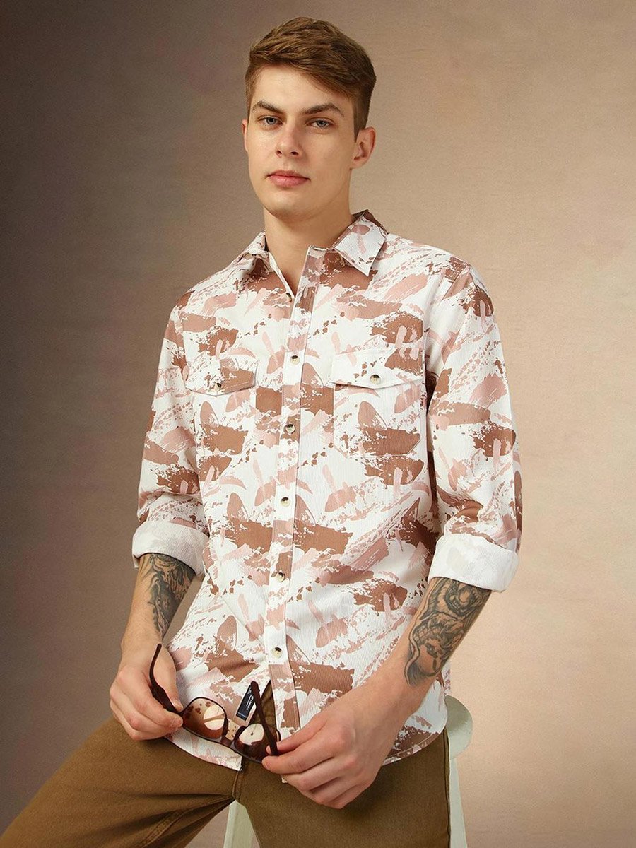 Abstract Printed Button-Down Shirt