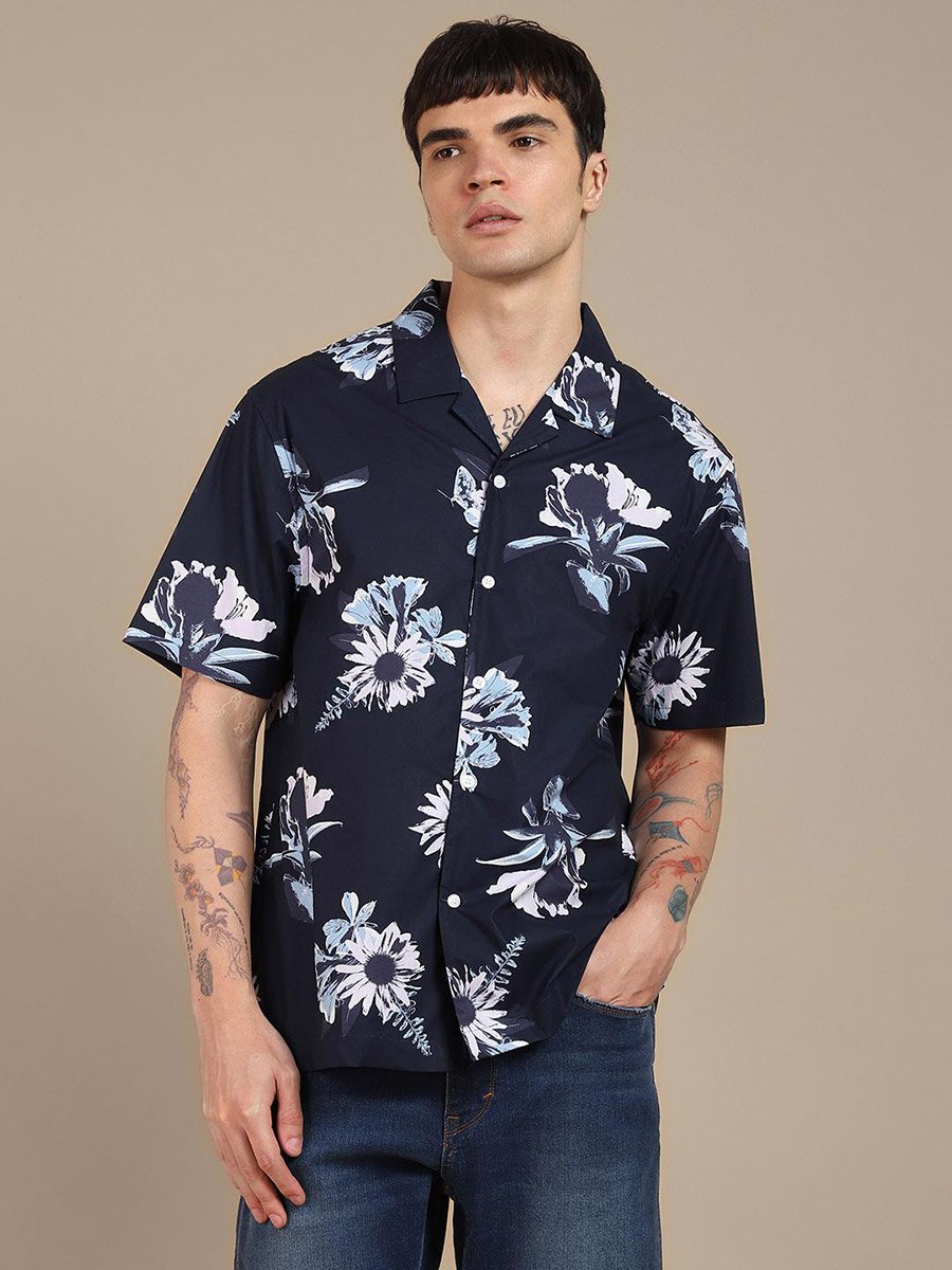Button-Down Collar Printed Casual Shirt