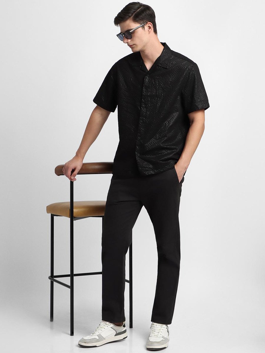 Button-Down Collar Plain Casual Shirt