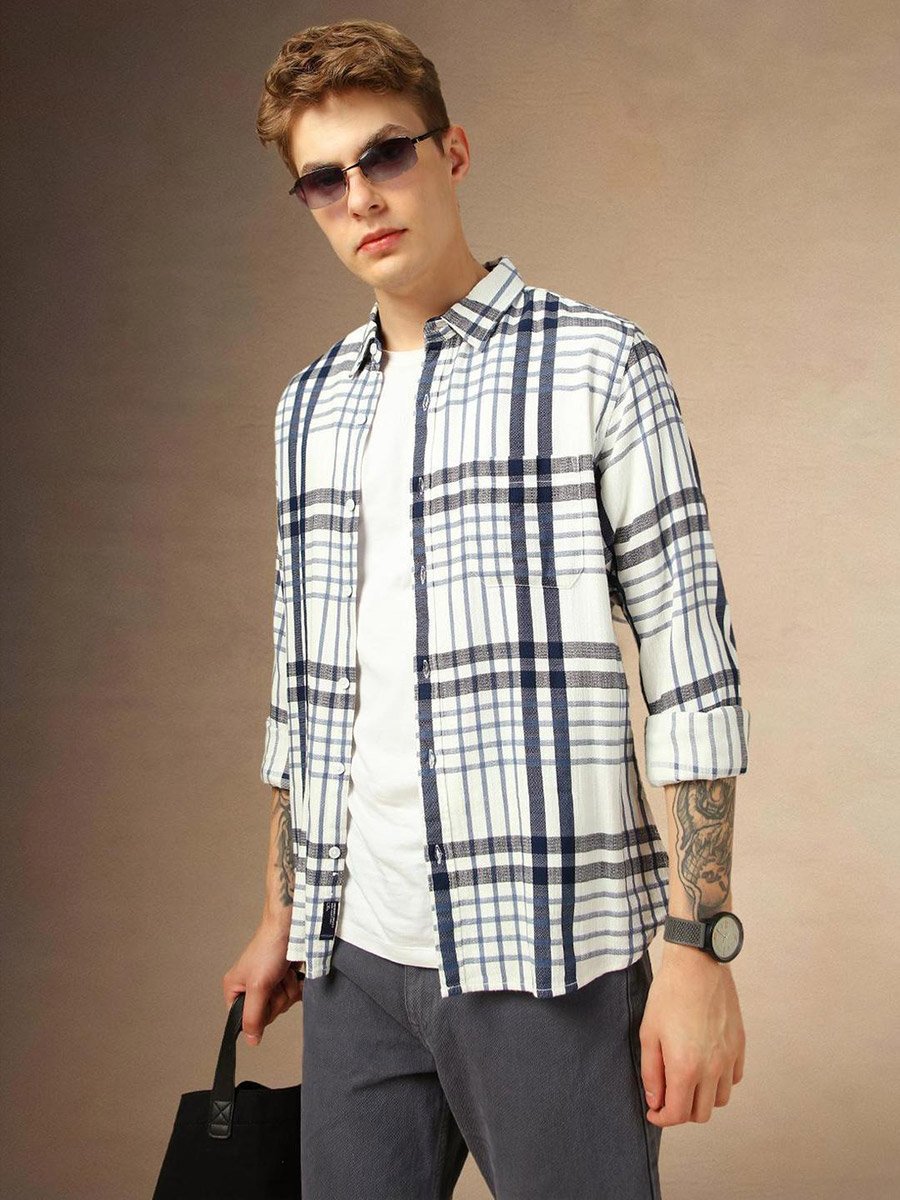 Checked Button-Down Casual Shirt