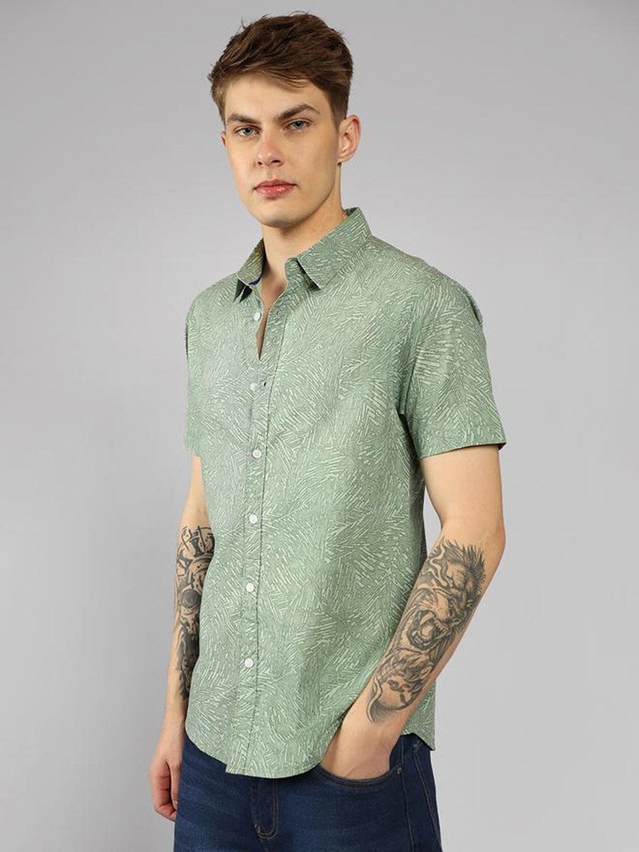 Relaxed Fit Abstract Printed Short Sleeves Shirt