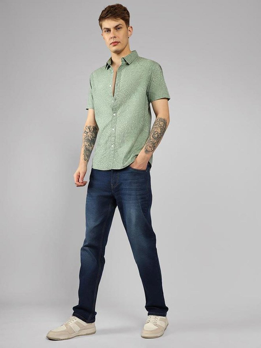 Relaxed Fit Abstract Printed Short Sleeves Shirt