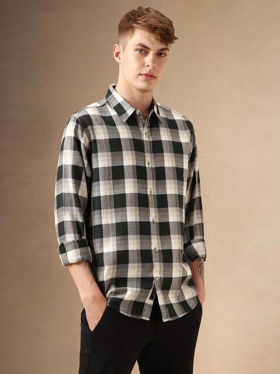 Checked Buffalo Checks Relaxed Fit Cotton Casual Shirt