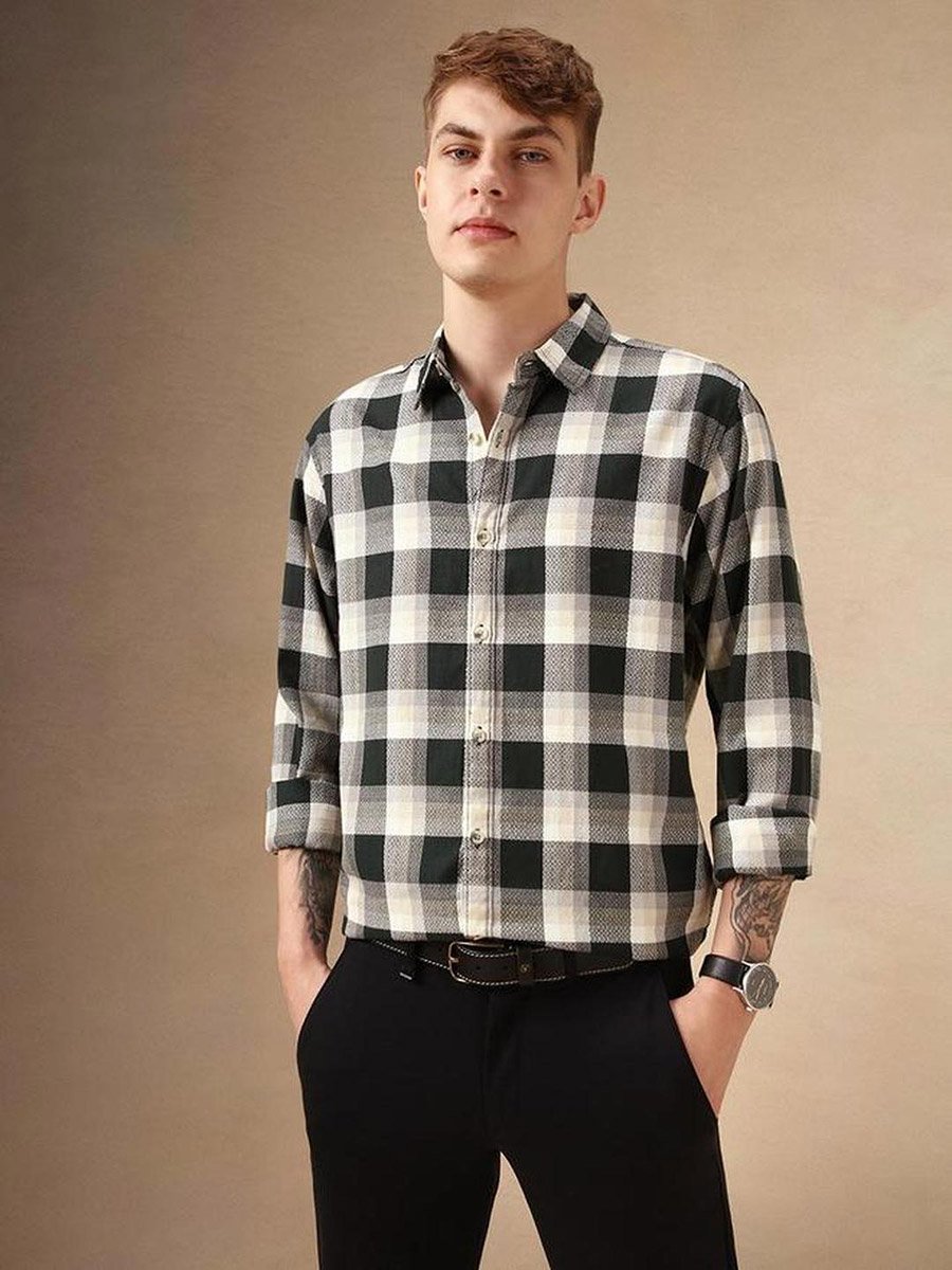 Checked Buffalo Checks Relaxed Fit Cotton Casual Shirt