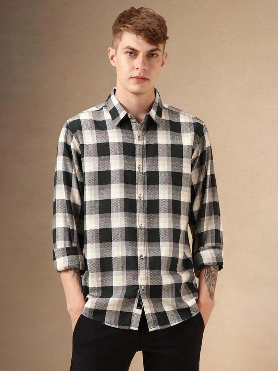 Checked Buffalo Checks Relaxed Fit Cotton Casual Shirt