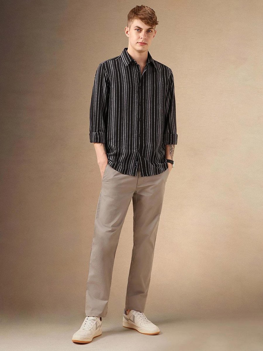 Striped Button Down Collar Shirt