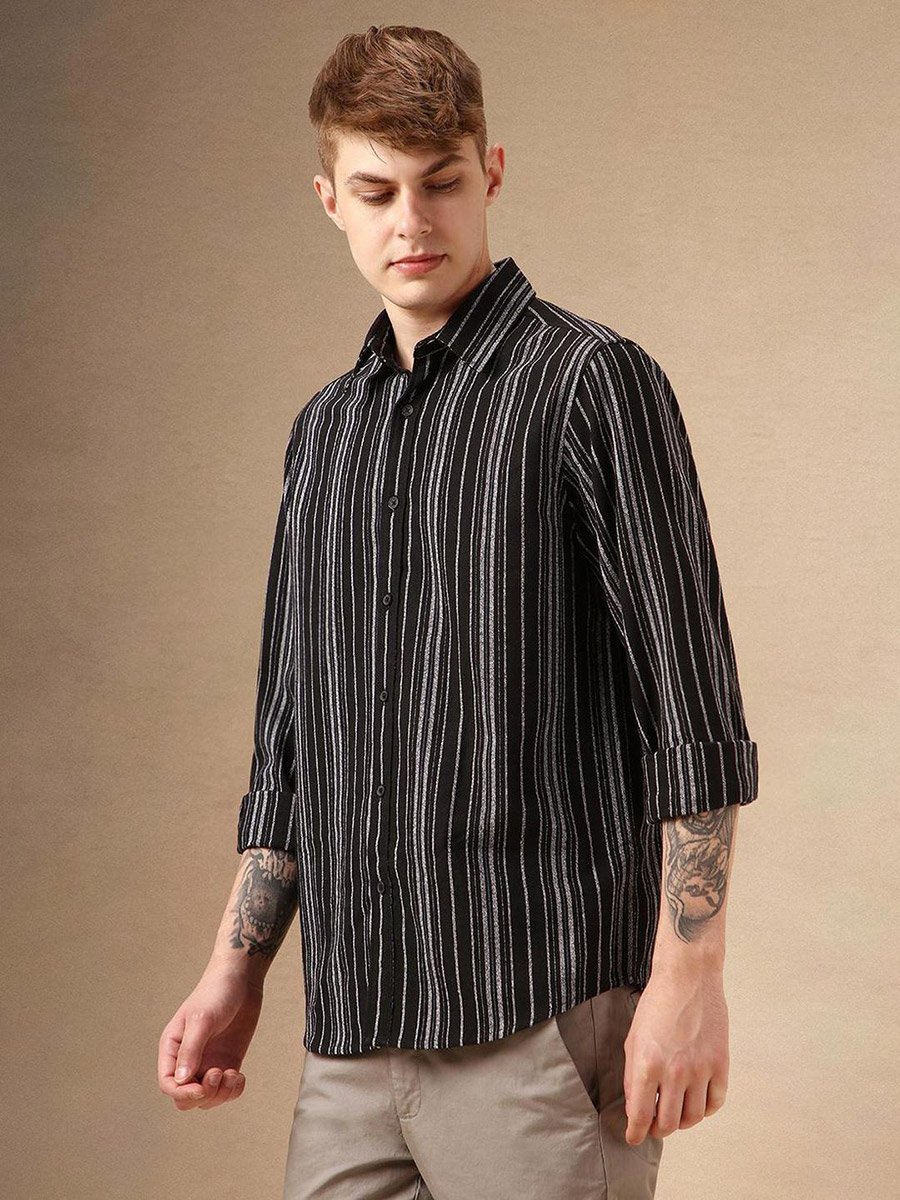 Striped Button Down Collar Shirt
