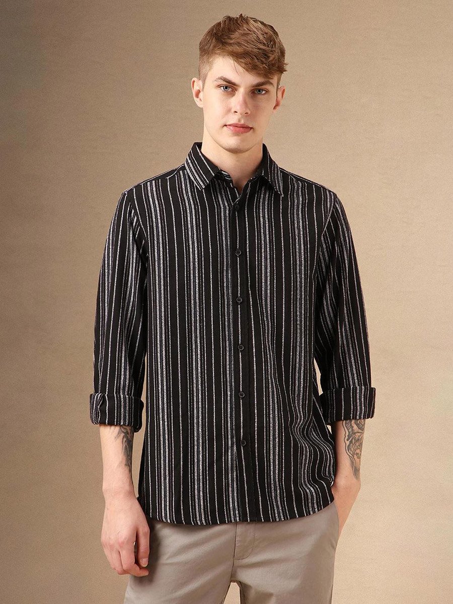 Striped Button Down Collar Shirt