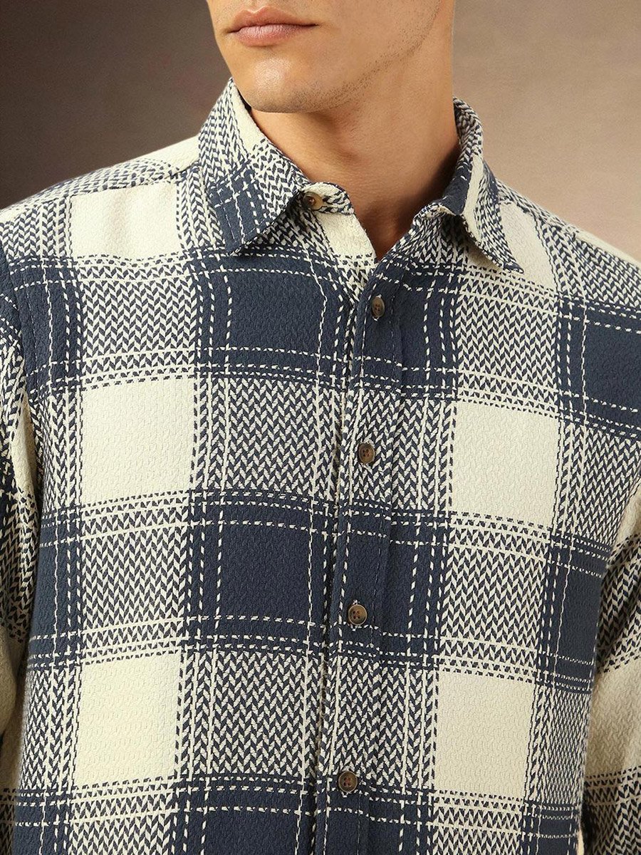 Checked Button-Down Collar Shirt