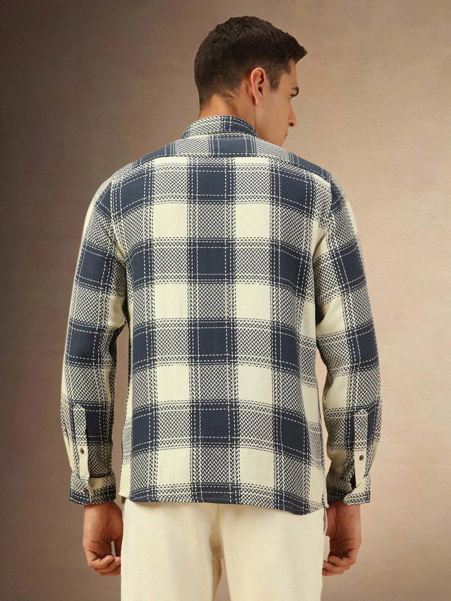 Checked Button-Down Collar Shirt